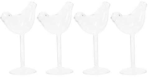 GARVALON Set da 4 Bicchieri da Vino e Cocktail in Vetro Trasparente a Forma di Volatile Contenitori per Vino da Bar per Uso Quotidiano Adatti a Casa Ristorante e Feste