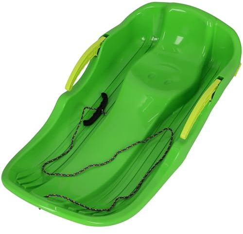 KOTARBAU® Trineo Nieve - Plástico - 79x38x16 cm - Verde - Trineo Niños - on Freno - Deslizador Nieve - Robusto y Ergonómico