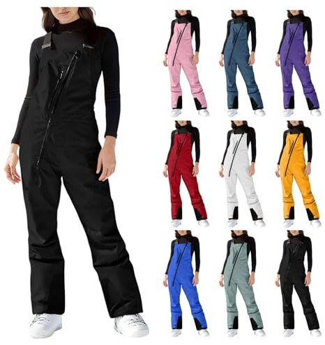 Generisch Skihose Damen Skianzug Winddichte Schneehose Warm Latzhose Ski Hosen Winter Snowboardhose Outdoor Schneeanzug Reißverschluss Skioverall Mode Softshellhose Skianzüge Wasserdicht Wanderhose