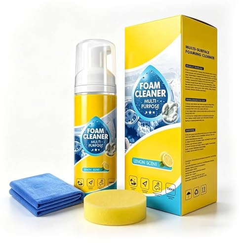 Limpiador de espuma multienzima 4 en 1 de 150 ml, spray de limpieza profunda multiuso para interior de automóvil, limpiador de espuma sin enjuague, para grasa de cocina (1PC)