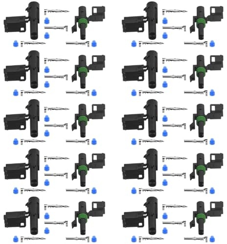 WMYCONGCONG 10 Kits 2 polige Weather-Pack-Steckerset, Wasserdichte elektrische Steckverbinder für den Automobilbereich 2 polige Verbinder für 18–14 AWG