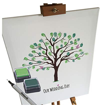 KATINGA Leinwand zur Hochzeit - Baum - für Fingerabdrücke (30x40)