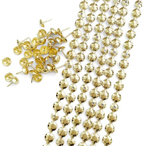 Let's Decorate 10 Meter D11 mm vergoldete dekorative Nagelstreifen/Nagelkopf-Zierteile, Polster-, Sofa-Nägel, passende Lockernägel (F: 11 mm Gold)