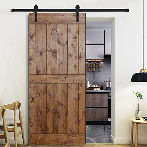 183 cm / 6ft Schiebetür Komplettset, Schiebetürsystem Beschlagset Laufschiene für Schiebetüren, Schiebetür Kit Hängeschiene Schiebetürsystem Barn Door Hardware