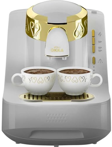 ARZUM OKKA OK008-B Turkish kaffemaskin, helt automatisk kaffemaskin, 2 koppar av kaffe, vit