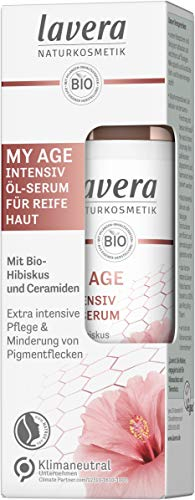 lavera MY AGE Intensiv Öl-Serum, mit Bio-Hibiskus und Ceramiden pflanzlichen Ursprungs, mindert Pigmentflecken, für reife Haut, zertifizierte Naturkosmetik, vegan, 30 ml