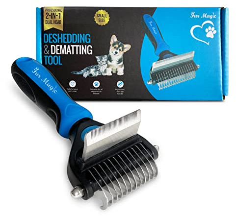 Fur Magic Deshedding & Dematting Tool, 2-in-1 Double-Sided Grooming Brush