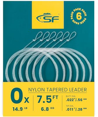 SF Vorgeknotete Nylon-Fliegenfischschnur, 2,3 m, 2,7 m, 3,6 m, 0 x 1 x 2 x 3 x 4 x 5 x 6 x 7 mm, 6 Stück