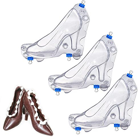 Stampo per Cioccolato 3D per Scarpe con Tacco Alto con 3 Clip Stampo per Cioccolato DIY per la Cottura del Cioccolato di Dolciumi