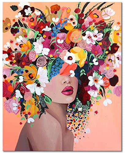 TISHIRON Paint by Numbers for Adults, DIY Girls Kits with Brushes and Acrylic Pigment, Flowers Painting Numbers, 16x20 inch Flameless Oil Gift Kids Adults
