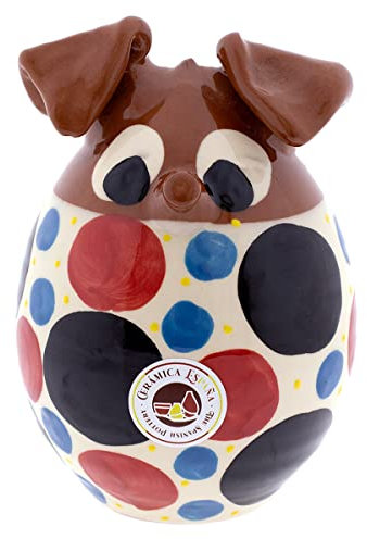 CERÁMICA ESPAÑA | Hucha Cerdito de Barro | Hucha Infantil | Hucha de Cerdito | Hucha de Cerdo Decorada Modelo D02 | 100% Hecho a Mano | 13x13x17 cm