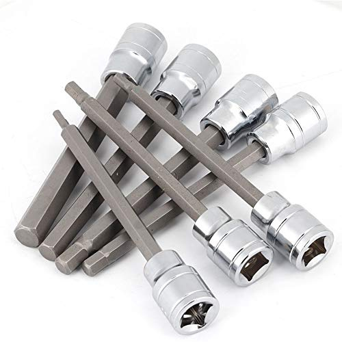 7-teiliges Extra Langes Sechskant-Bit-Steckschlüssel-Set 3 4 5 6 7 8 10-mm-Antriebsreparatur-Werkzeugsatz Innensechskant-Satz Imperiale Sechskant-Stecknüsse innensechskant 5mm lang