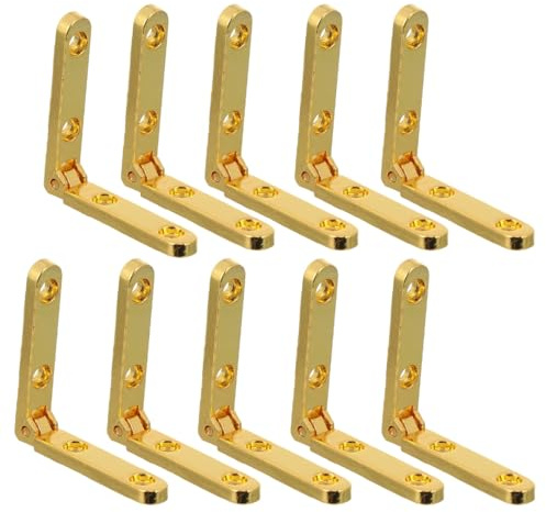 Operitacx Cerniere in lega di zinco, 7,6 x 7,6 x 0,5 cm, mini cerniere per mobili, 10 pezzi, per portagioie o scatola di legno, con angolo di 90 gradi, durevoli e resistenti alla corrosione