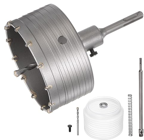 sourcing map Sega a tazza per calcestruzzo, diametro 120 mm, con punta in carburo, codolo rotondo, per calcestruzzo, cemento, mattoni, pietra, muri