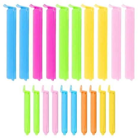 INGJIA 20 Stück Verschlussclips, 10cm/7cm Tütenclips Bunt Lebensmittel Clips Verschlussklammern Küche Dichtungsclip Clips Für Tüten Lebensmittel