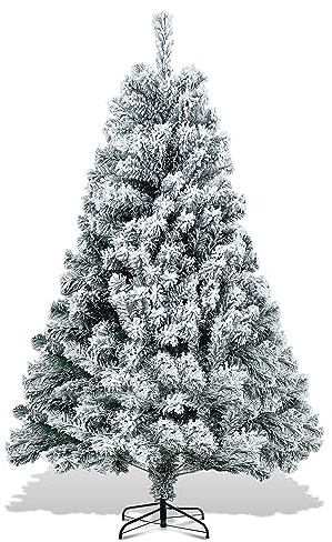 EINFEBEN Árbol de Navidad Artificial con Nieve, 150 cm, con 550 Agujas, de PVC, Abeto de Apertura automática, con Soporte de Metal, difícilmente inflamable