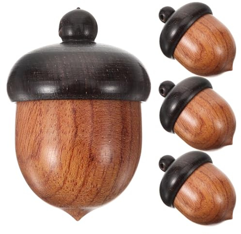SEWACC 4 Stücke Eicheln Anhänger Holz Schmuck Charms Halsketten zum Aufhängen Schmuckanhänger Kettenanhänger Weihnachten Holzanhänger DIY Kette Armband Basteln Schmuckherstellung Zubehör