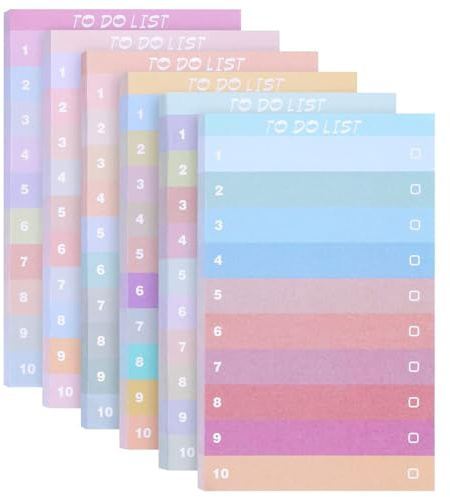 6 Pack To Do Liste, Notizzettel Selbstklebend Tagesliste Notizblock, Linierte Karteikarten farbige Haftnotizen Klebezettel Notizen Planung linierte bunt zettel farbig Notizblock für Büro Haus