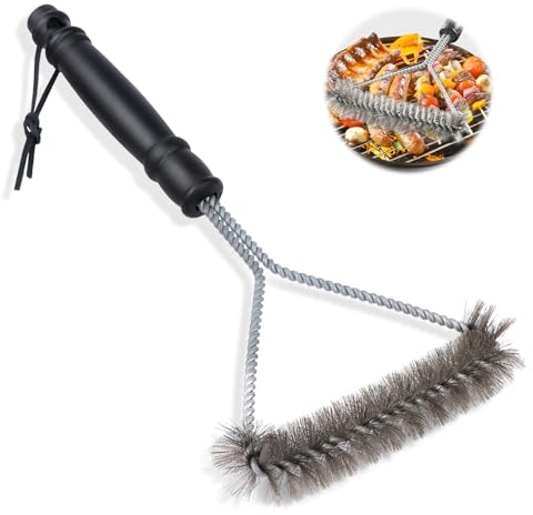 Spazzola Barbecue, 30cm Spazzola Triangolare per Barbecue, Spazzola per Griglia in Acciaio Inox, Pulizia a 360° Spazzola per Griglie, Spazzola Per la Pulizia per Pulire Griglia, Forno, Teglie da Forno