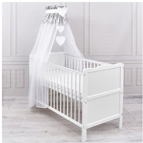 Generisch Baby Delux Babybett Himmel Betthimmel Chiffon Baldachin für Babybett Kinderbett Wiege Stubenwagen Himmelstange Applikationen Herz Deko (Galaxy, ohne Himmelstange)