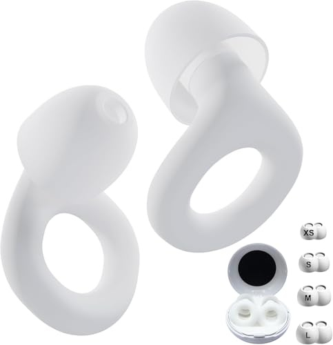 FUJI Ear Plugs –Ultra-Soft Noise Cancelling Ear Plugs SNR 28dB for Sleeping Snoring Travel -Lightweight Comfortable & Reusable– 8 Replaceable Tips Perfect for Concerts Festivals & Musicians (White)