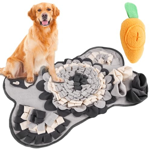 BAIFULAI Schnüffelteppich für Hunde, 43 X 64 cm Schnüffelmatte mit Karottenspielzeug, Intelligenzspielzeug Schnüffeldecke, Anti-Rutsch Haustier Schnüffelteppich, Intelligenzspielzeug für Hunde Katzen