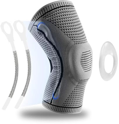 GIRYES Knee Support for Men/Women,Knee Brace Compression Sleeve with Patella Gel Pad & Side Spring Stabilizers for Running, Arthritis,Joint Pain Relief,ACL,Meniscus Tear,Sports (Gray, XXL)