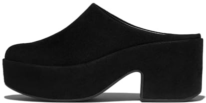 Fitflop Mules da Donna Platfforms in Pelle Scamosciata con Tacco, Tutto Nero, 39 EU