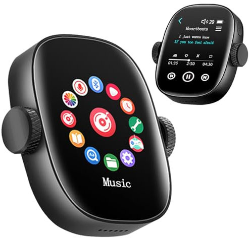 64GB MP3 Player mit Bluetooth 5.3 Tragbarer MP3 Musikplayer 2 Zoll Full Touchscreen HiFi Verlustfreier Sound Musik Audio Player mit eingebautem Lautsprecher Voice Recorder E-Book Wecker Video Player