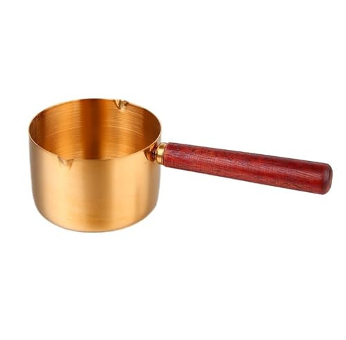 Salsera Taza de salsa comercial de acero inoxidable con asa, taza for salsa de carne, mango de madera, taza for salsa occidental, plato for mojar ensalada de tomate Tazón de salsa(XL)