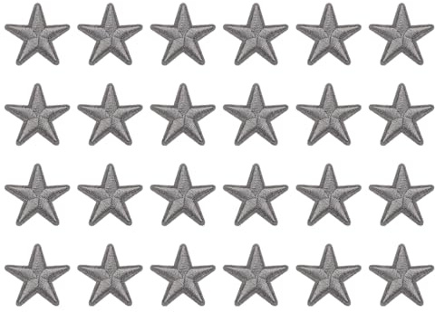 QUARKZMAN 24 Stück Sterne Patches zum Aufbügeln, 3.8cm Flicken zum Aufbügeln,Bestickte Aufnäher zum Bügelflicken für Hut Jacke Jeans Rucksäcke DIY Dekoration(Grau)