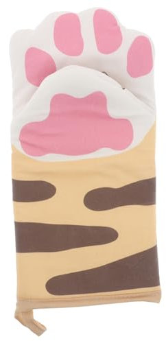 HOMSFOU Cooking Fun Cat Paw Oven Mitts Heatproof Kitchen Gloves for Baking Cooking Kids-friendly Design