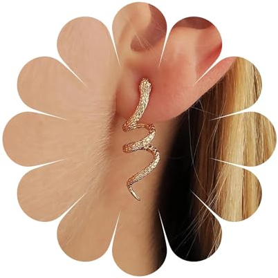 Cimenexe Punk Schlange Ohrringe Gold Wirbel Schlange Ohrringe Gothic Schlange Schlange Ohrstecker Halloween Schlange Ohrringe Schmuck Für Frauen