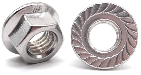 Flanschmutter DIN 6923 M6 | Edelstahl A2 | 100 Stück | selbstsichernde Flanschmuttern rostfrei für Metallbau & Maschinenbau | norm-genau®