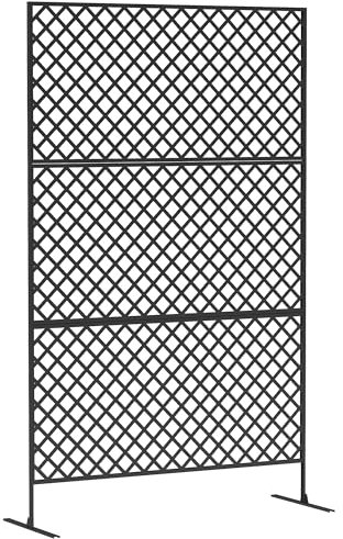 Outsunny 3 Pezzi divisorio per Ambienti 122 x 198 cm, Schermo Indipendente in Rete, 3 Pezzi in Acciaio per la Privacy, Parete divisoria per Ambienti Esterni per Giardino, Balcone, terrazza, Nero