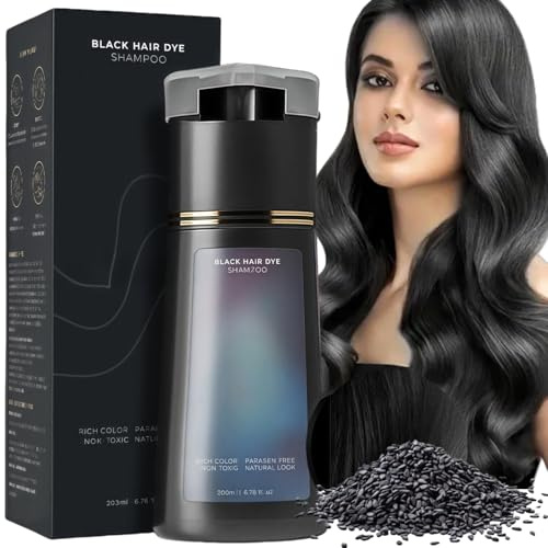 Hair Dye Shampoo,Hair Colour Sha-mpoo Care,Instant Dye Sh-ampoo,H-air D-ye Sham-poo,Natural Plant Ha-ir Dy-e Sha-mpoo,3 In 1 H-air Dy-e Permanent,Colour Sham-poo to Cover Grey Ha-ir,Black