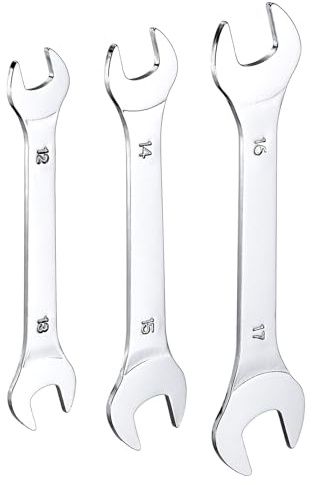 QUARKZMAN 3-delad dubbel skiftnyckel set 12 × 13/14 × 15/16 × 17 mm metrisk skiftnyckel gaffelnyckel supertunn liten platt huvud-nyckel öppen ringnyckel för reparation