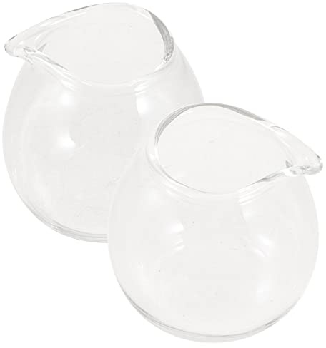 Kleiner Glaskännchen 20ml aus Glas mit Ausgießer, für Milch | Kleine Milchkanne, 20ml Inhalt, Schlichtes Design, Geeignet für Zuhause und Restaurant, 2 Stück