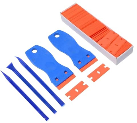Moxeupon Sticker Scraper - Dissolvant de colle pour vitres de voiture - Extracteur ergonomique multifonction pour enlever les films de fenêtre, céramique, verre, industrie et camping-car