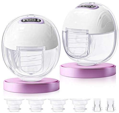 YEEFON Tiralatte Elettrico, Tiralatte Elettrico a Mani Libere con Display a LED, Tiralatte Leggero Ultra Silenzioso, 4 Modalità e 9 Livelli, Indossabile e Portatile con Flangia da 19/21mm (2 Pack)
