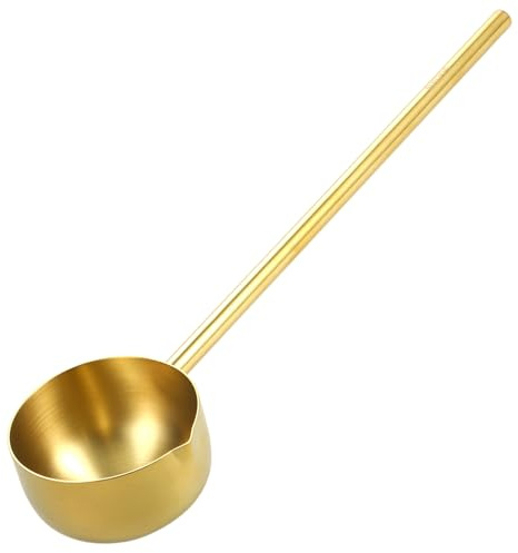 WEKADRIN Louche Inox à Long Manche Résistante pour Cuisine et Jardin Cuillère à Eau Multifonctionnelle pour Servir Soupe et Plantes Ustensile Pratique Acier Inoxydable Doré