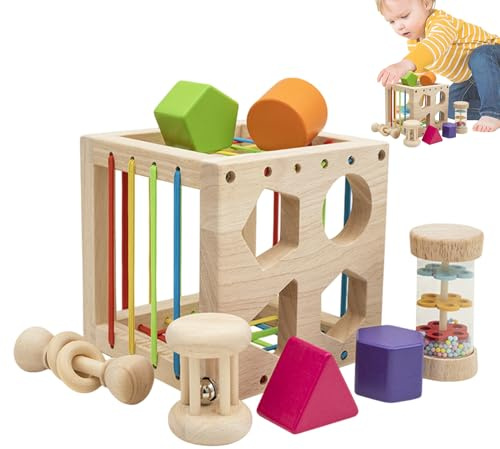 Cubo Di Ordinamento A Forma - Strecci Di Forma Giocattoli Per Bambini - Sorter Forme - Giocattolo Per Caduta E Rollio - Regali Del Primo Compleanno Per Bay Boy Girl - Skill Fine Motor Skills - Attivit