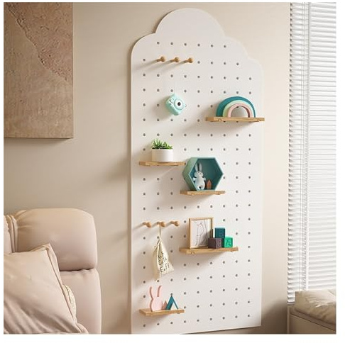 Pegboard Kit Mount Display Pegboard Wooden Peg Board Wall Peg Board Organizer Diy Storage And Display Panels Craft Storage Boxes Wall-Mounted Storage Racks (White-B 24x47in)