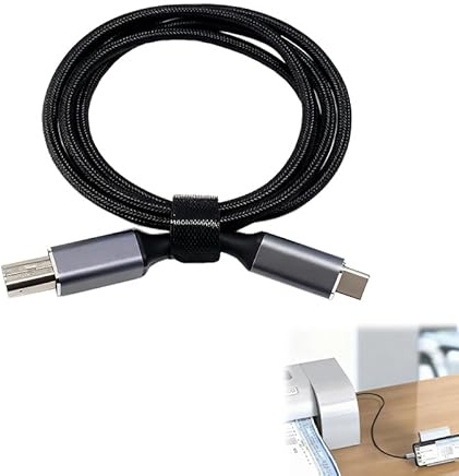 GifBasg USB B to USB C Printer Cable, Printer Cable to USB C, Type B 2.0 Braided Data Lead for Printers, Scanners, and 3D Devices - Universal Compatibility with MacBook Pro, iMac, and Laptops (1M)