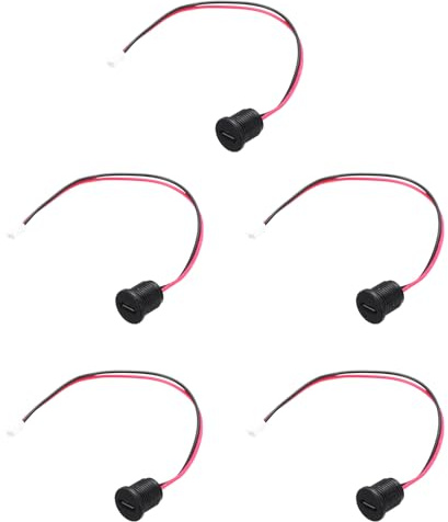 QUARKZMAN 5pcs Type-C Femelle Chassis 2 Pin Fil, 5V 3A Rond Fileté USB-C Femelle Socket vers PH2.0 Étanche Terminal Extension Cable pour PC, LED Lamps, Laptop 6