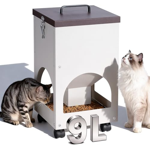 MUDUOBAN Automatischer Katzenfutterspender für mehrere Katzen, 9 l/40 Tassen, große Kapazität, Schwerkraft-Katzenfutterspender für Trockenfutter, Haustier-Futterstation für Welpen, Kätzchen oder