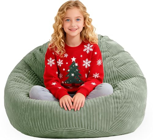 ENBAOHUI Bean Bag Chairs for Kids Memory Foam Comfoy Chair with Filling Sofa Lounge Green