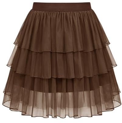 Sopesil Gonna Tulle Donna Corta Sottogonna Strati A-Line tutù da Donna con Vita Elastica Petticoat Tulle Estate Halloween Carnevale Party Taglie S-3XL
