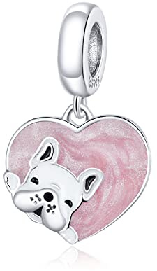 Qings Charms Mignons de Chien Série 925 Argent Sterling - Pendentif pour Bracelet, Collier, Bijoux pour Femmes, Cadeau pour Femmes, Filles, Amantes des Animaux, Argent sterling