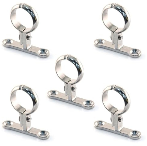 5 x 22mm Chrome Die Cast Schoolboard Pipe Clips Wall Bracket Screw-On Brass